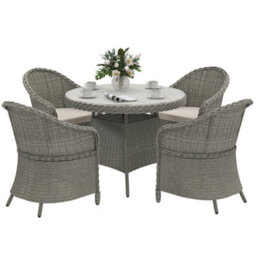 Outsunny Rattan Dining Set For 4 With Cushions And Umbrella Hole, Grey - thumbnail 2