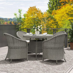 Outsunny Rattan Dining Set For 4 With Cushions And Umbrella Hole, Grey - thumbnail 8