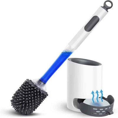 Water Spray Silicone Toilet Brush  40Cm Long Handle, Refillable Tpr Brush With Wall Mount - image 1