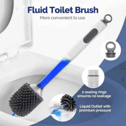 Water Spray Silicone Toilet Brush  40Cm Long Handle, Refillable Tpr Brush With Wall Mount - thumbnail 3