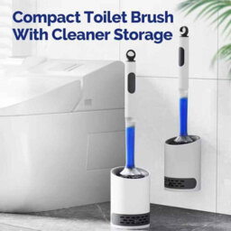Water Spray Silicone Toilet Brush  40Cm Long Handle, Refillable Tpr Brush With Wall Mount - thumbnail 6