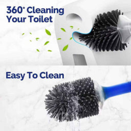 Water Spray Silicone Toilet Brush  40Cm Long Handle, Refillable Tpr Brush With Wall Mount - thumbnail 5