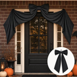 Amorly 48In Oversized Giant Black Bow, Gothic Hanging Decor For Halloween, Mantel, Entryway,wall,christmas Tree Topper & Party Decoration - thumbnail 2