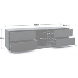 "Centurion Supports Avitus Ultra Remote Friendly Beam-Thru Premium Black With 4-Black Drawers 32""-65"" Flat Screen Tv Cabinet" - thumbnail 8