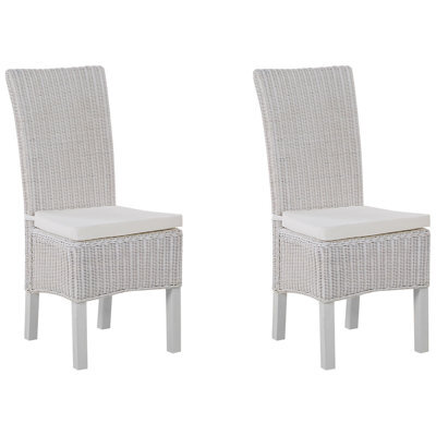 Beliani Set Of 2 Dining Chairs Andes Rattan White - image 1