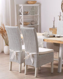 Beliani Set Of 2 Dining Chairs Andes Rattan White - thumbnail 2