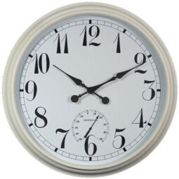 Primrose Outdoor Garden Wall Clock With Thermometer Big Time White 90Cm
