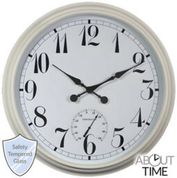 Primrose Outdoor Garden Wall Clock With Thermometer Big Time White 90Cm - thumbnail 6