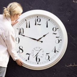 Primrose Outdoor Garden Wall Clock With Thermometer Big Time White 90Cm - thumbnail 8