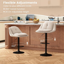 Set Of 2 Modern Adjustable Chenille Upholstered Bar Stools - thumbnail 6