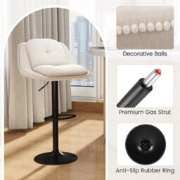 Set Of 2 Modern Adjustable Chenille Upholstered Bar Stools - thumbnail 5