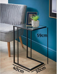 Spot On Dealz C-Shaped Side Table With Black Metal Frame - Tempered Glass Top Snack & Laptop Stand For Living Room, Bedroom, Or Office - thumbnail 2