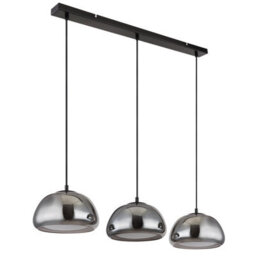 Luminosa Lighting Luminosa Jella Bar Pendant Ceiling Light Matt Black Smoke Glass Shade 3X E14 - thumbnail 2
