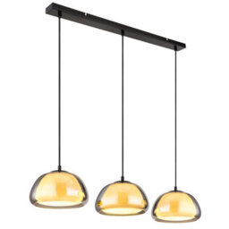 Luminosa Lighting Luminosa Jella Bar Pendant Ceiling Light Matt Black Smoke Glass Shade 3X E14 - thumbnail 1