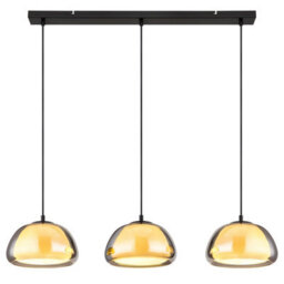 Luminosa Lighting Luminosa Jella Bar Pendant Ceiling Light Matt Black Smoke Glass Shade 3X E14 - thumbnail 3