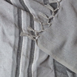 Homescapes Cotton Morocco Striped Grey Throw, 255 X 360 Cm - thumbnail 5