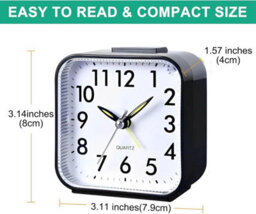 Silent Quartz Alarm Clock With Snooze, Night Light, And Easy-Read Dial - Compact Bedside Uk - thumbnail 2