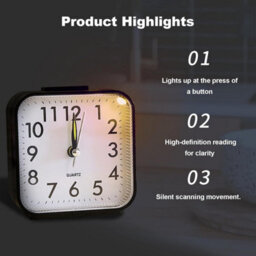 Silent Quartz Alarm Clock With Snooze, Night Light, And Easy-Read Dial - Compact Bedside Uk - thumbnail 6