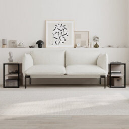 Decortie Echo Modern Sofa End Table Set Of 2 3-Tier Metal Frame Mocha Grey Living Room - thumbnail 4