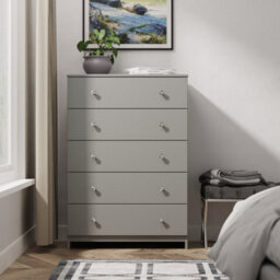 Portland 5 Drawer Chest Of Drawers In Uniform Grey & Dusk Grey (Ready Assembled) - thumbnail 1