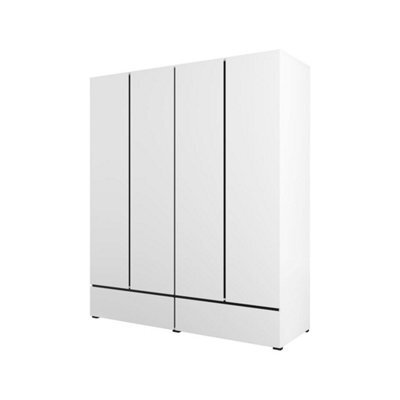 Arte Kross 180Cm Quad-Door Wardrobe In Pristine White - Spacious Elegance For Modern Bedrooms - image 1