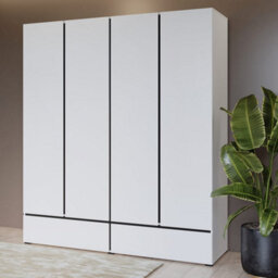 Arte Kross 180Cm Quad-Door Wardrobe In Pristine White - Spacious Elegance For Modern Bedrooms - thumbnail 3
