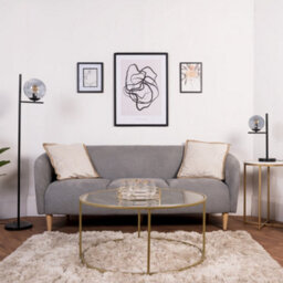 Valuelights Clarke Industrial Style Matt Black Metal Standing Floor Lamp With Smoked Glass Shade - thumbnail 3