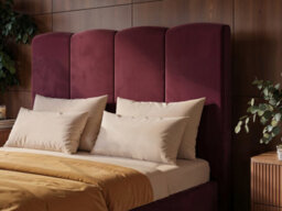 Solace+Co Enrica Upholstered Bed Frame With Statement Headboard, Kingsize, Burgundy Velvet - thumbnail 5