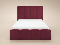Solace+Co Enrica Upholstered Bed Frame With Statement Headboard, Kingsize, Burgundy Velvet - thumbnail 7