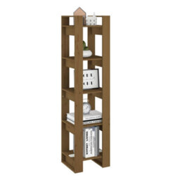 Berkfield Book Cabinet/room Divider Honey Brown 41X35X160 Cm Solid Wood Pine - thumbnail 4