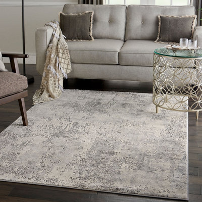 Grey Beige Luxurious Modern Easy To Clean Abstract Rug For Dining Room Bedroom And Living Room-239Cm X 239Cm (Circle) - image 1