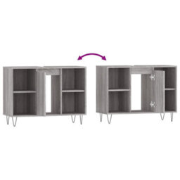 Berkfield Bathroom Cabinet Grey Sonoma 80X33X60 Cm Engineered Wood - thumbnail 9