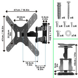 "Duronic Tvb420 Full Range Tv Bracket, Swivel And Tilt Wall Mount With Vesa 600X400 For Flat Screen Television 17-56""" - thumbnail 4