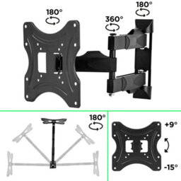 "Duronic Tvb420 Full Range Tv Bracket, Swivel And Tilt Wall Mount With Vesa 600X400 For Flat Screen Television 17-56""" - thumbnail 3