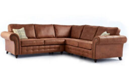 Oakland Large Corner Sofa Suede Leather Brown