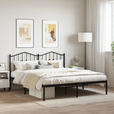 Berkfield Metal Bed Frame Without Mattress With Headboard Black 180X200Cm - image 1