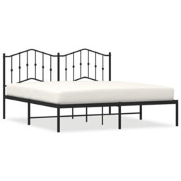 Berkfield Metal Bed Frame Without Mattress With Headboard Black 180X200Cm - thumbnail 2