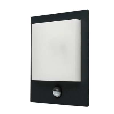 GoodHome Lutak Fixed Matt Dark Grey Integrated Led Pir With Motion Sensor Outdoor Contemporary Wall Light - image 1
