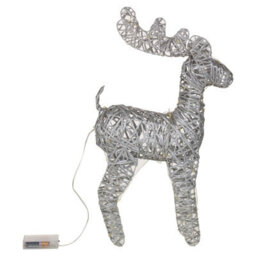 Urbn-Living Urbnliving 37Cm Led Light Up Reindeer Metallic Silver Plastic Rattan Wire Frame Christmas Home Decorations - thumbnail 3
