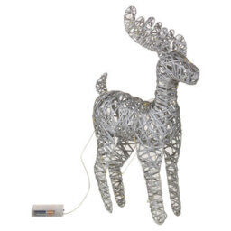 Urbn-Living Urbnliving 37Cm Led Light Up Reindeer Metallic Silver Plastic Rattan Wire Frame Christmas Home Decorations - thumbnail 5