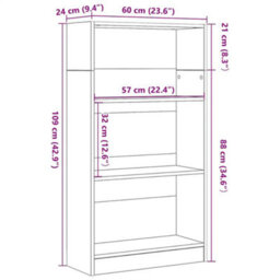 Berkfield Bookcase Black Oak 60X24X109 Cm Engineered Wood - thumbnail 9
