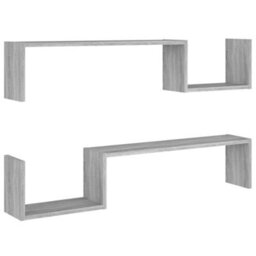 Vidaxl Wall Shelves 2 Pcs Grey Sonoma 100X15X20 Cm Engineered Wood - thumbnail 1