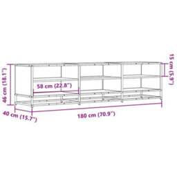 Berkfield Industrial Tv Cabinet Grey Sonoma 180X40X46 Cm Engineered Wood - thumbnail 9