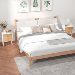 Wyld Haus Elco Set Of 2 Bedside Tables With 2 Drawers, Natural And White, Angled Legs - Compact Nightstands - thumbnail 3