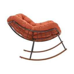 Living And Home Modern Rocking Chair With Orange Cushion, 90Cm (W) X 110Cm (D) X 75Cm (H) - thumbnail 4