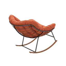 Living And Home Modern Rocking Chair With Orange Cushion, 90Cm (W) X 110Cm (D) X 75Cm (H) - thumbnail 5