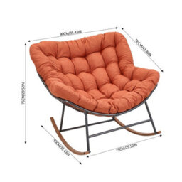 Living And Home Modern Rocking Chair With Orange Cushion, 90Cm (W) X 110Cm (D) X 75Cm (H) - thumbnail 6