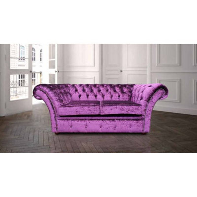 Chesterfield 2 Seater Sofa Settee Boutique Cursh Purple Velvet Fabric In Balmoral Style - image 1