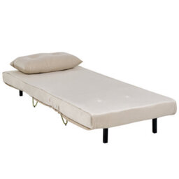 Wyld And Coco Beige Velvet 1-Seater Sofa Bed With Fold-Out Mechanism And Gold Legs, Single Bed - thumbnail 5