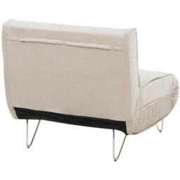Wyld And Coco Beige Velvet 1-Seater Sofa Bed With Fold-Out Mechanism And Gold Legs, Single Bed - thumbnail 6